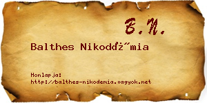 Balthes Nikodémia névjegykártya
